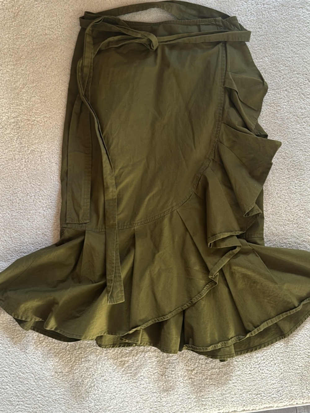 Olive Green Ruffle Wrap Skirt Small